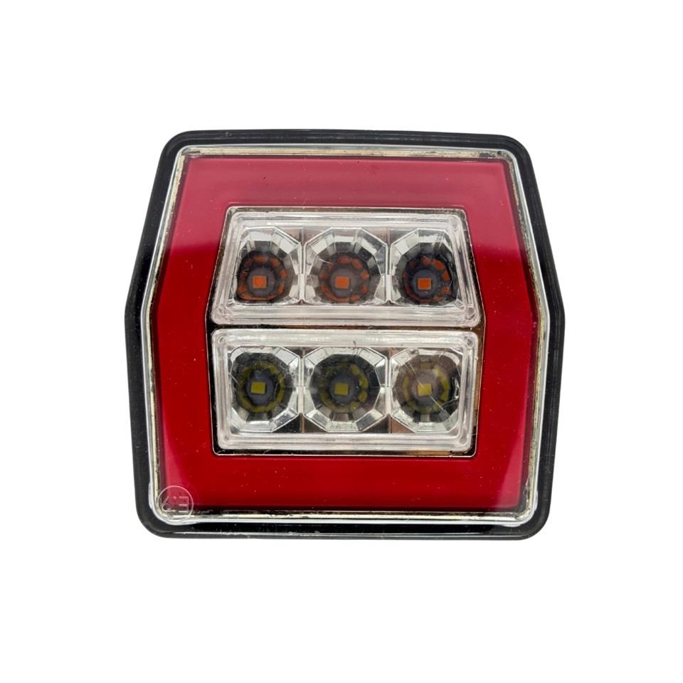 12V STOP LAMBASI MİNİ KARE (NEON LEDLİ) (4 FONKSİYONLU) (98*92*42 MM)