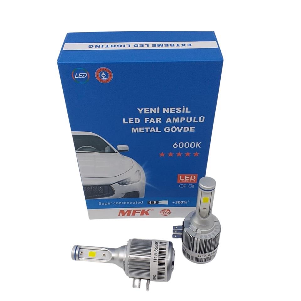12V H15 COB LED XENON FAR AMPUL SETİ 6500K 8000 LÜMEN