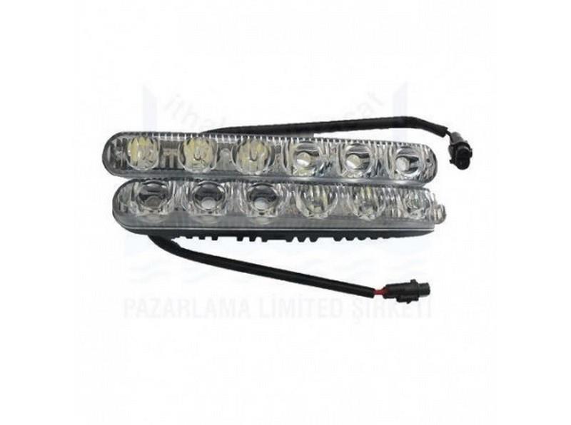12V GÜNDÜZ SÜRÜŞ LAMBASI 6-LEDLİ 2 CM X 17 CM YARI BUZLU CAM (2 AD)