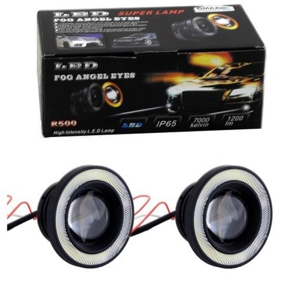 12V SİS LAMBASI MERCEKLİ BEYAZ YUVARLAK LED ANGEL TÜP 76 MM (2 AD)