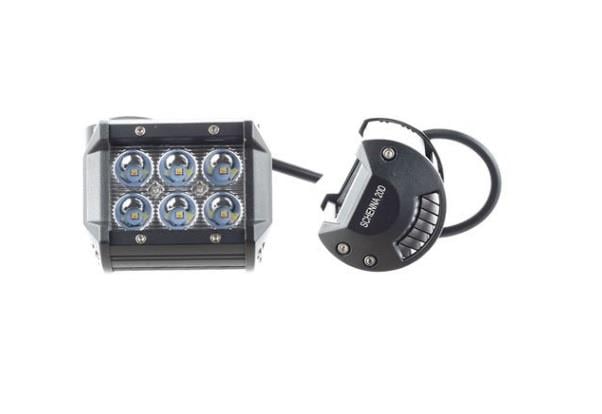 10V-30V OFF-ROAD ÇALIŞMA LAMBASI (6 LEDLİ 18 W) (5 FONKSİYONLU ÇAKARLI) (SARI-BEYAZ) (108*108 MM)