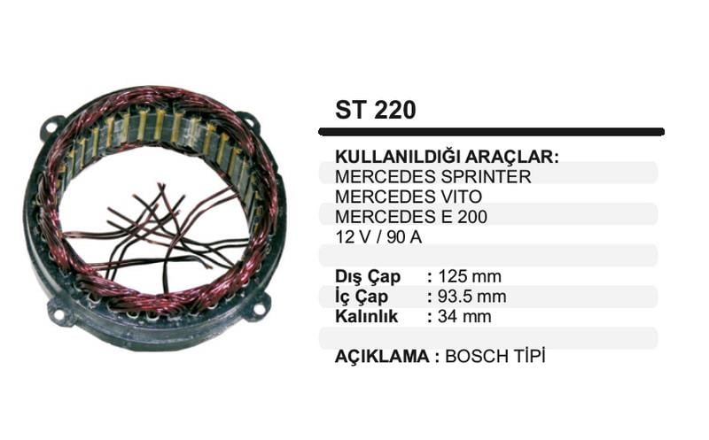 12V ALTERNATÖR STATÖR BOSCH TİPİ 90 A (6 UÇLU-KULAKLI) (KISA KABLO) MERCEDES-VW