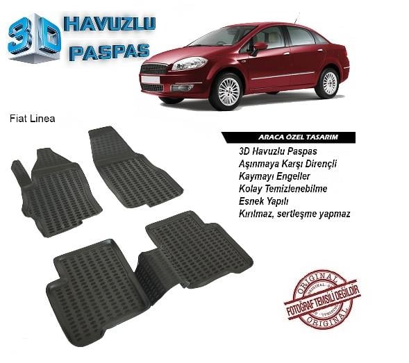 3D ARAÇ PASPASI (SİYAH) (4 PARÇA) FIAT LINEA 2007 > 