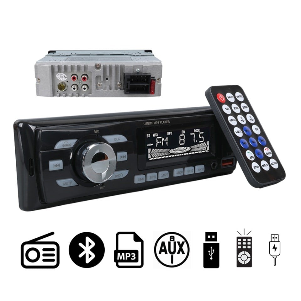 OTO TEYP-RADYO AUX/BLUETOOTH/MP3/SD KART/USB X 2 ŞARJ (UZAKTAN KUMANDALI) (7 RENKLİ)