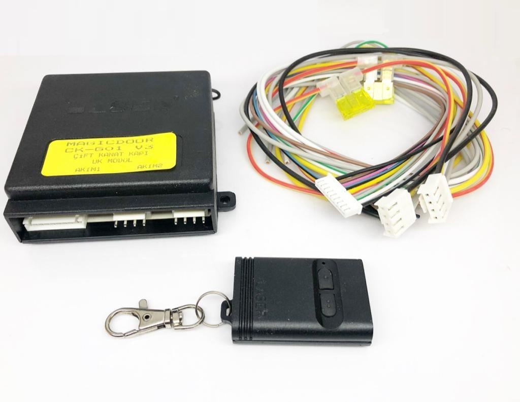 LASER MAGICDOOR 12V KAYAR KAPI MODÜLÜ (ÇİFT KANAT) (KUMANDALI) (SIKIŞMA EMNİYETLİ) ZAMAN AYARLI 