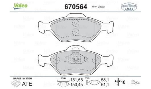 VALEO ÖN FREN BALATASI (ABS LI) FORD FIESTA/FUSION/KA MAZDA 121/2