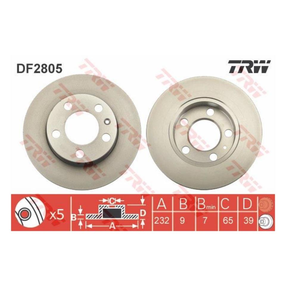 TRW FREN AYNASI (DİSKİ) ARKA AUDI-SEAT-SKODA-VW