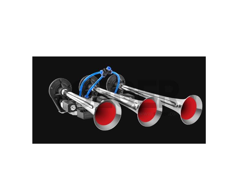 SEGER 12V 3'LÜ HAVALI KORNA DALİ-DALİ (KROM) (PROGRAMLI 16 MELODİLİ)