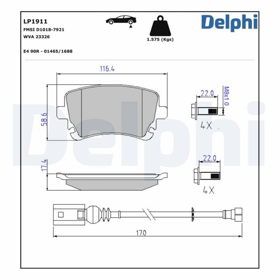 DELPHI ARKA FREN BALATASI VW MULTIVAN T5/MULTIVAN T6/TRANSPORTER T5/TRANSPORTER T6