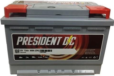 PRESIDENT 12V 72 AH AKÜ 600 A (EN) (278*175*190) (TIRNAKSIZ)