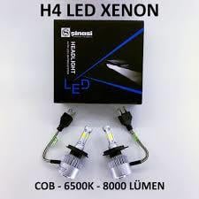 9V-32V H4 LED XENON FAR AMPUL SETİ 6500K 8000 LÜMEN (COB LED)