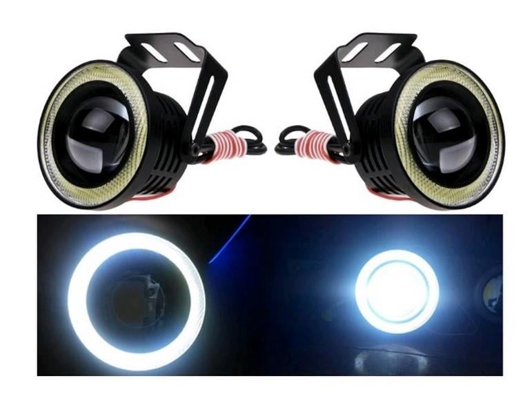 12V SİS LAMBASI MERCEKLİ BEYAZ YUVARLAK LED ANGEL TÜP 89 MM (2 AD)