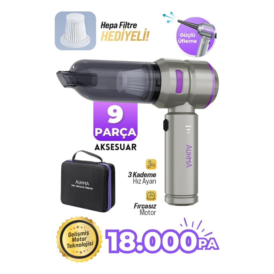 12V ARAÇ SÜPÜRGESİ 100W (KABLOSUZ ŞARJLI) (3 KADEMELİ) 