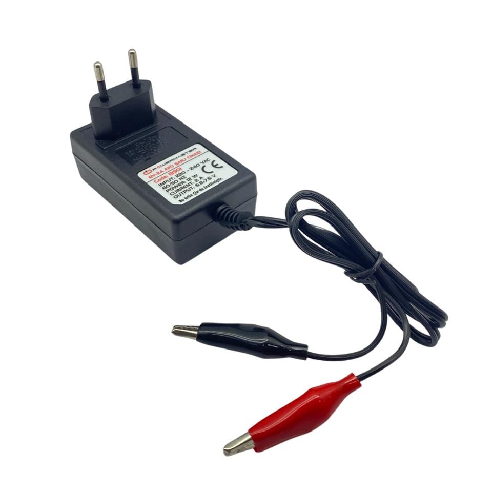 6V ŞARJ REDRESÖRÜ (AKÜ ŞARJ CİHAZI) (ADAPTÖRÜ) OTOMATİK IŞIKLI 2000 mA (2 A)