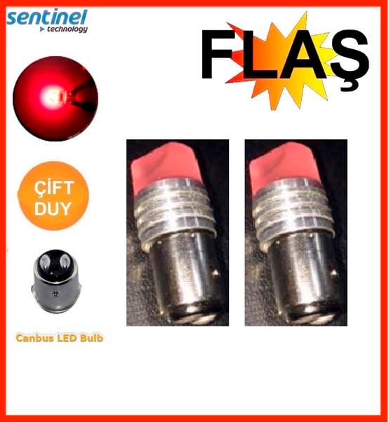 12V 1016 AMPUL LEDLİ KIRMIZI FLAŞLI ÇAKAR (2 AD)