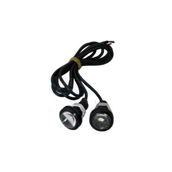 12V GÜNDÜZ SÜRÜŞ LEDİ YUVARLAK TEK LEDLİ CIVATALI (MERCEKLİ) (22 MM) (2 AD)