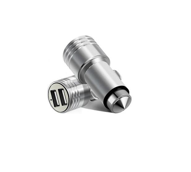 12V-24V TELEFON ŞARJ CİHAZI 2.4 A TYPE-C (ÇAKMAK GİRİŞLİ) (USB GİRİŞLİ) GÜMÜŞ GRİ