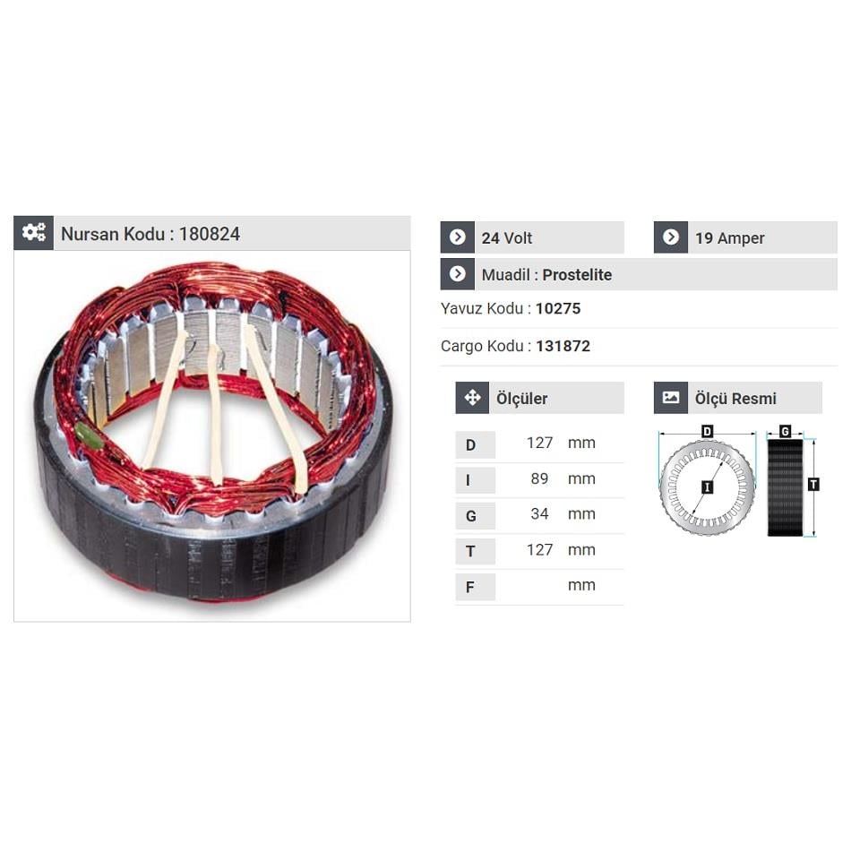 24V ALTERNATÖR STATÖR DELCO TİPİ EM 19 A CATERPILLAR