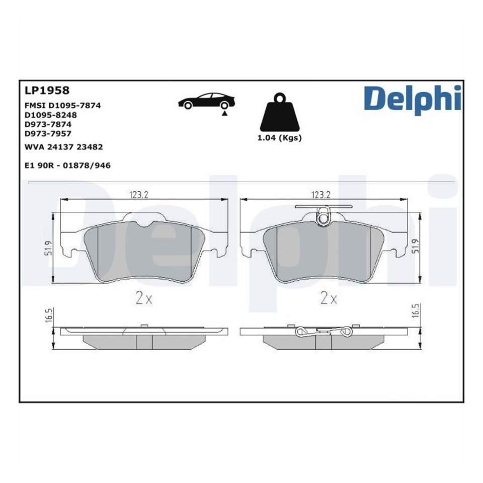 DELPHI ARKA FREN BALATASI CITROEN-FORD-JAGUAR-MAZDA-MERCEDES-OPEL-RENAULT-SAAB-VOLVO