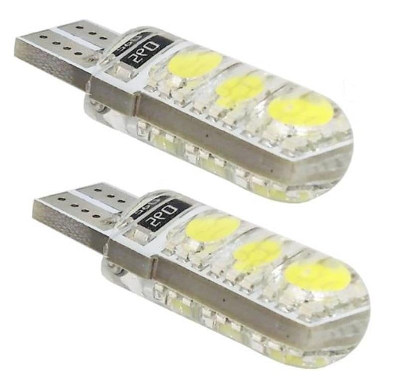 12V DİPSİZ AMPUL T10 6 LEDLİ SİLİKONLU BEYAZ (2 AD)