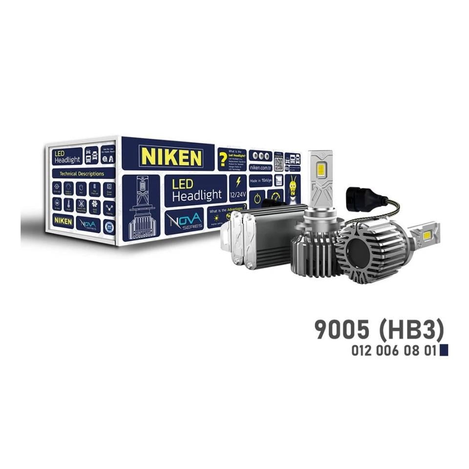NIKEN 12V-24V HB3 9005 CSP LED XENON FAR AMPUL SETİ 6500K 24000 LÜMEN 90W CANBUS NOVA SERİSİ