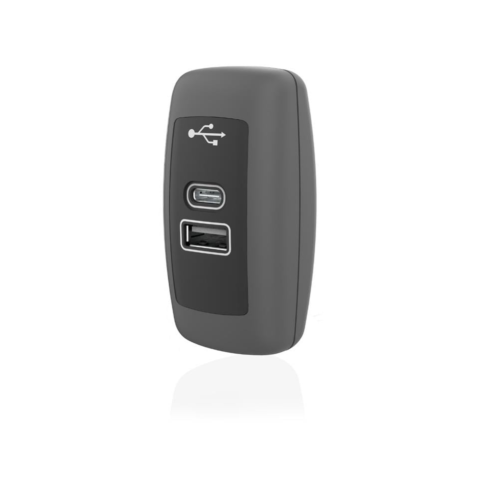 SANEL 10V-30V TELEFON ŞARJ CİHAZI (USB+TYPE-C) (2.1A X 2) (MAVİ LED IŞIK)