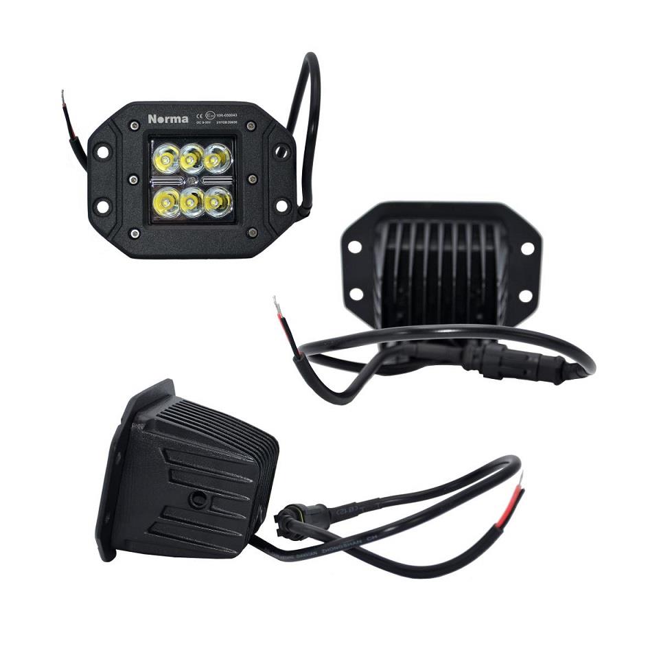 12V-24V ÇALIŞMA LAMBASI KARE GÖMME TİP 6 X 3W POWER LEDLİ BEYAZ (80*74*72)