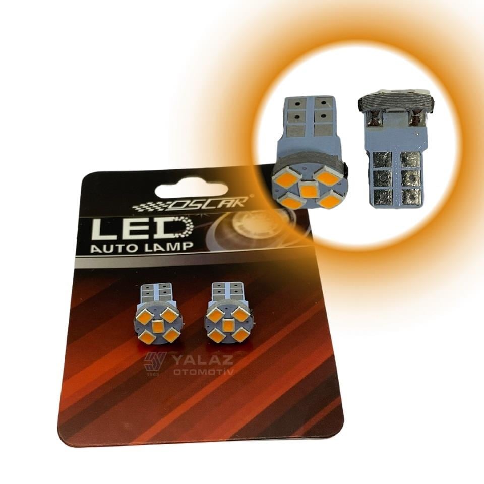 12V DİPSİZ AMPUL T10 (5 LEDLİ) SARI (2 AD)
