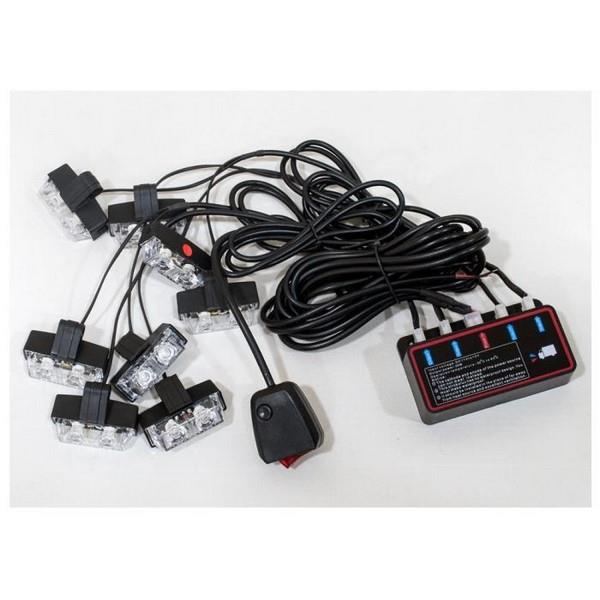 12V ÇAKAR LAMBA (8*2) LEDLİ 16 FONKSİYONLU KIRIMİZI/MAVİ (8 AD)