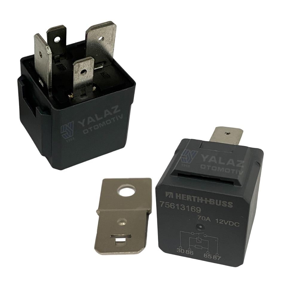 12V RÖLE 4 UÇLU 70 A (2 UÇ KÜÇÜK / 2 UÇ BÜYÜK) (6.3 MM / 9.5 MM) (DİRENÇLİ)