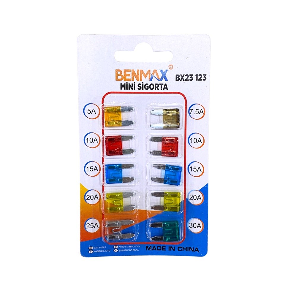 MİNİ BIÇAK SİGORTA KARIŞIK (5 A*7.5 A*10 A*15 A*20 A*25 A*30 A) (11*16 MM) (10 AD) 