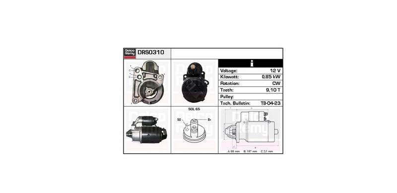 DELCO 12V MARŞ MOTORU VALEO TİPİ 9 DİŞ 0.85 KW RENAULT R9/R11/R19/R21