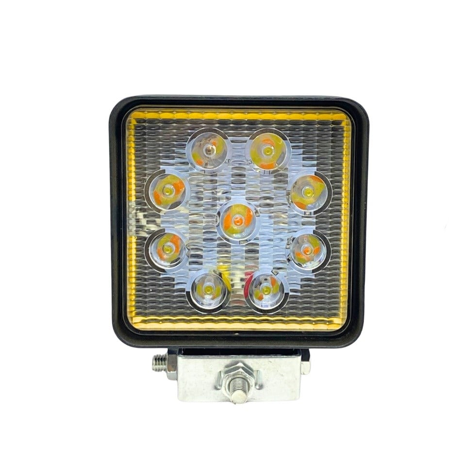 10V-48V OFF-ROAD LAMBA KARE 27W (9 LEDLİ) (FONKSİYONLU BEYAZ-SARI-GÜNDÜZ SÜRÜŞLÜ) (74*98 MM)
