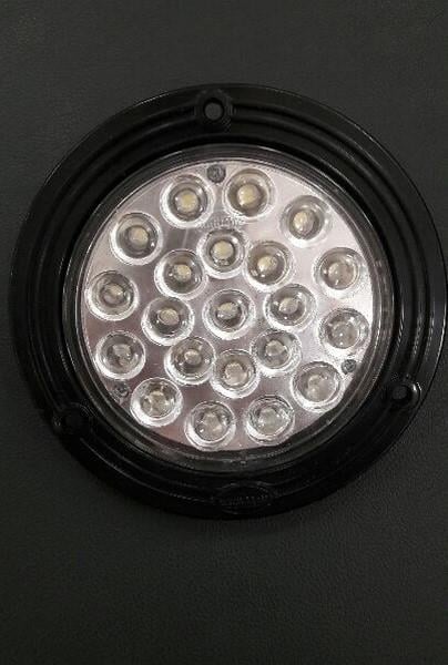 12V SİNYAL LAMBASI (21 LEDLİ) YUVARLAK BEYAZ (ÇERÇEVELİ) (100 MM)