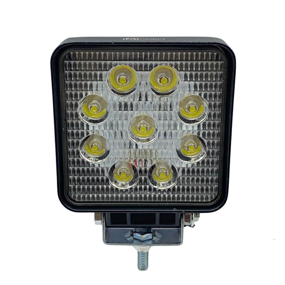 9V-60V ÇALIŞMA LAMBASI KARE 27W (9 LEDLİ) (109*109*59 MM) KALIN TİP