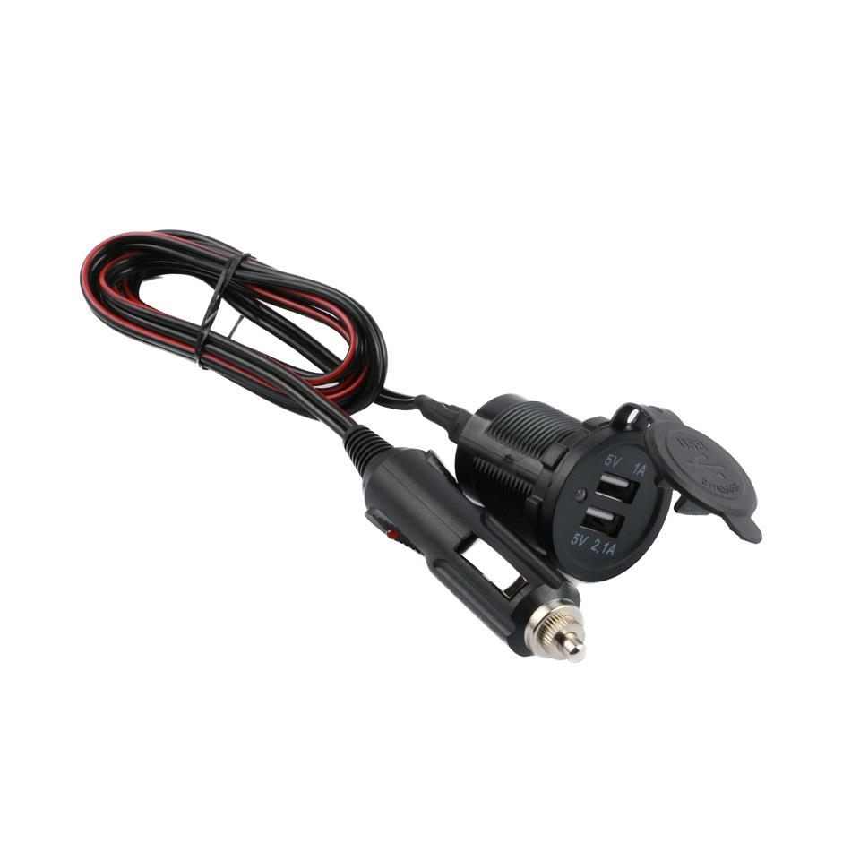 5V-32V TELEFON ŞARJ CİHAZI 2.1 A (ÇAKMAK GİRİŞLİ-KABLOLU 5MT) (2 X USB GİRİŞLİ)