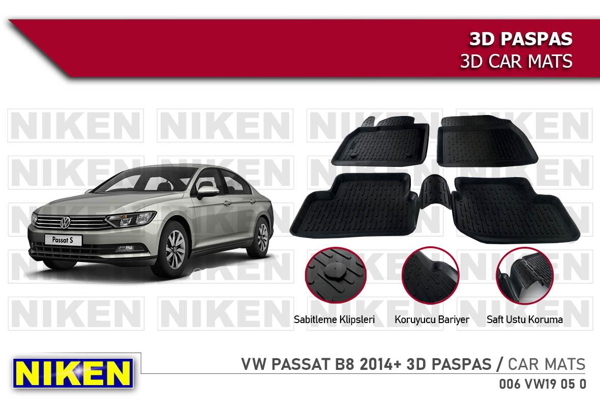 3D ARAÇ PASPASI (SİYAH) (4 PARÇA) VW PASSAT 2014 >