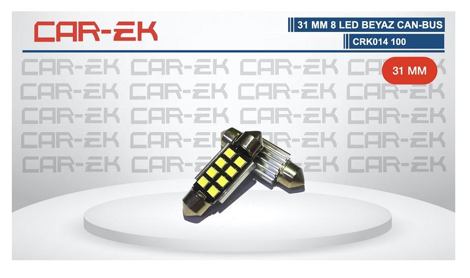 12V SOFİT AMPUL 8 LEDLİ BEYAZ (31 MM) (2 AD)