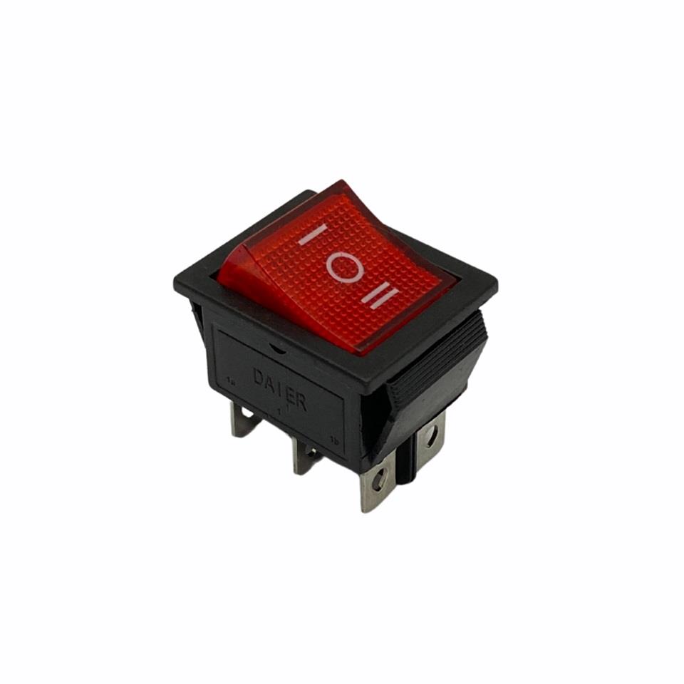 TUŞLU ANAHTAR KARE IŞIKLI (BÜYÜK BOY) (6 FİŞ) (ON-OFF-ON) (16A 250V AC / 20A 125V AC)