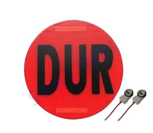 DUR LEVHASI IŞIKLI SİYAH YAZILI (YUVARLAK) (DUYLU)