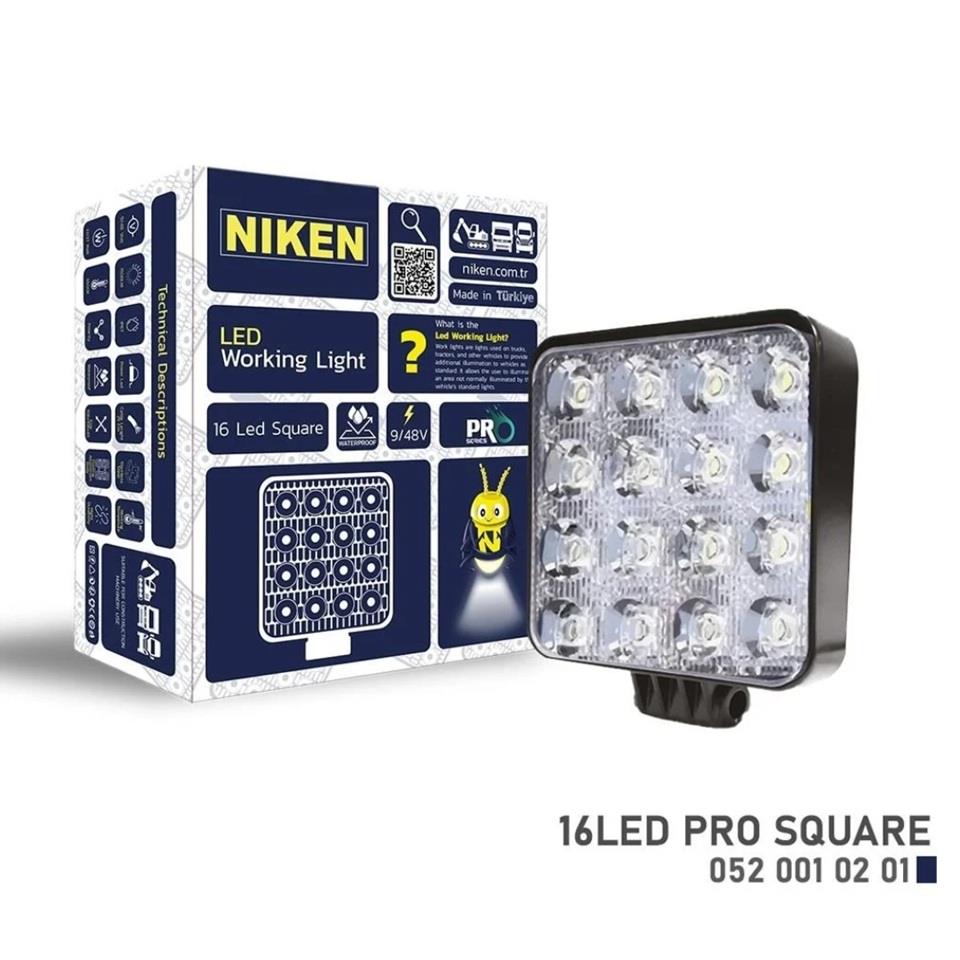 NIKEN 9V-48V ÇALIŞMA LAMBASI PRO KARE (16 X 3W POWER LEDLİ) (108*108*40 MM) 