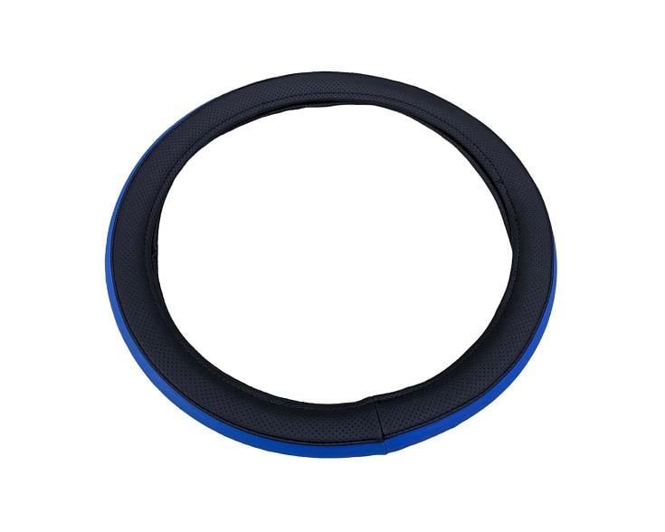 DİREKSİYON KILIFI SİYAH-MAVİ (SUNİ DERİ) (38-40 CM)