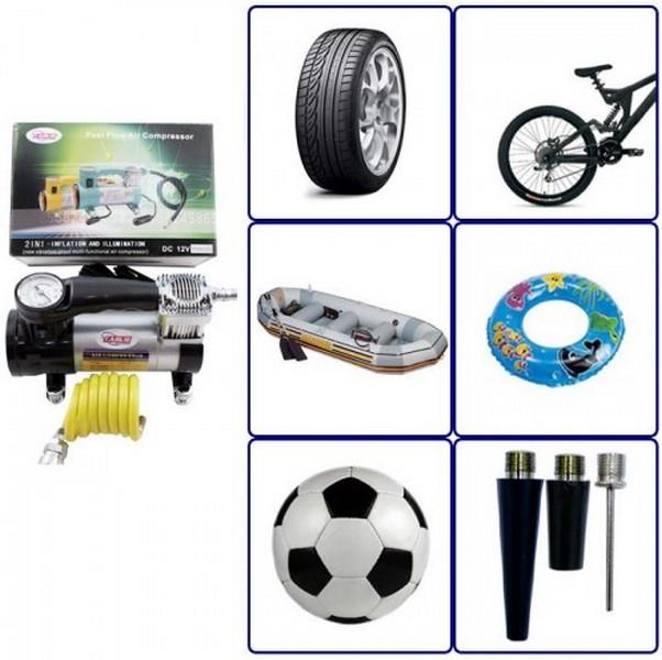12V LASTİK ŞİŞİRME HAVA KOMPRESÖRÜ METAL IŞIKLI 100 psi (SİYAH)