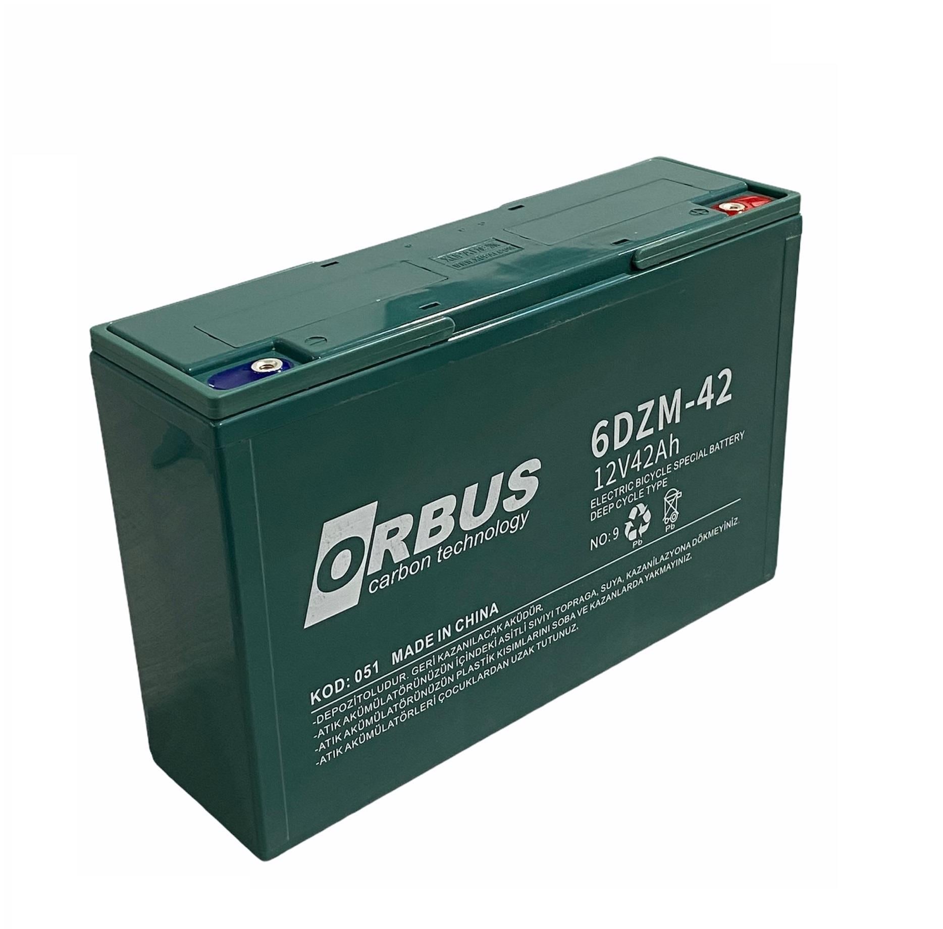 ORBUS 12V 42 AH ELEKTRİKLİ BİSİKLET AKÜSÜ DEEP CYCLE (UZUN ÖMÜRLÜ) (265*80*170) (10,3 KG)