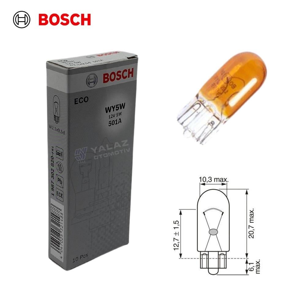 BOSCH 12V DİPSİZ AMPUL T10 5W SARI (10 ADET)