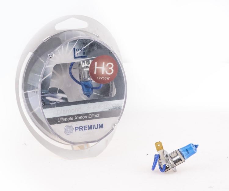 PREMIUM 12V H3 AMPUL 55W BEYAZ IŞIK DIAMOND VISION 5000K (2 AD)