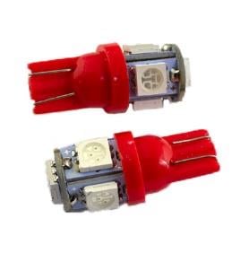 12V DİPSİZ AMPUL T10 (4+1 LEDLİ) KIRMIZI (2 AD)