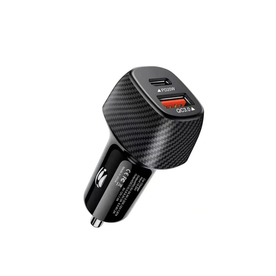 12V-24V TELEFON ŞARJ CİHAZI HIZLI ŞARJ (ÇAKMAK GİRİŞLİ) (USB+TYPE-C) (QC3.0+PD20) SİYAH