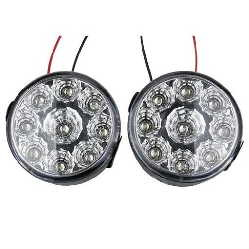 12V GÜNDÜZ SÜRÜŞ LEDİ YUVARLAK 9 LEDLİ  7 CM (2 AD)