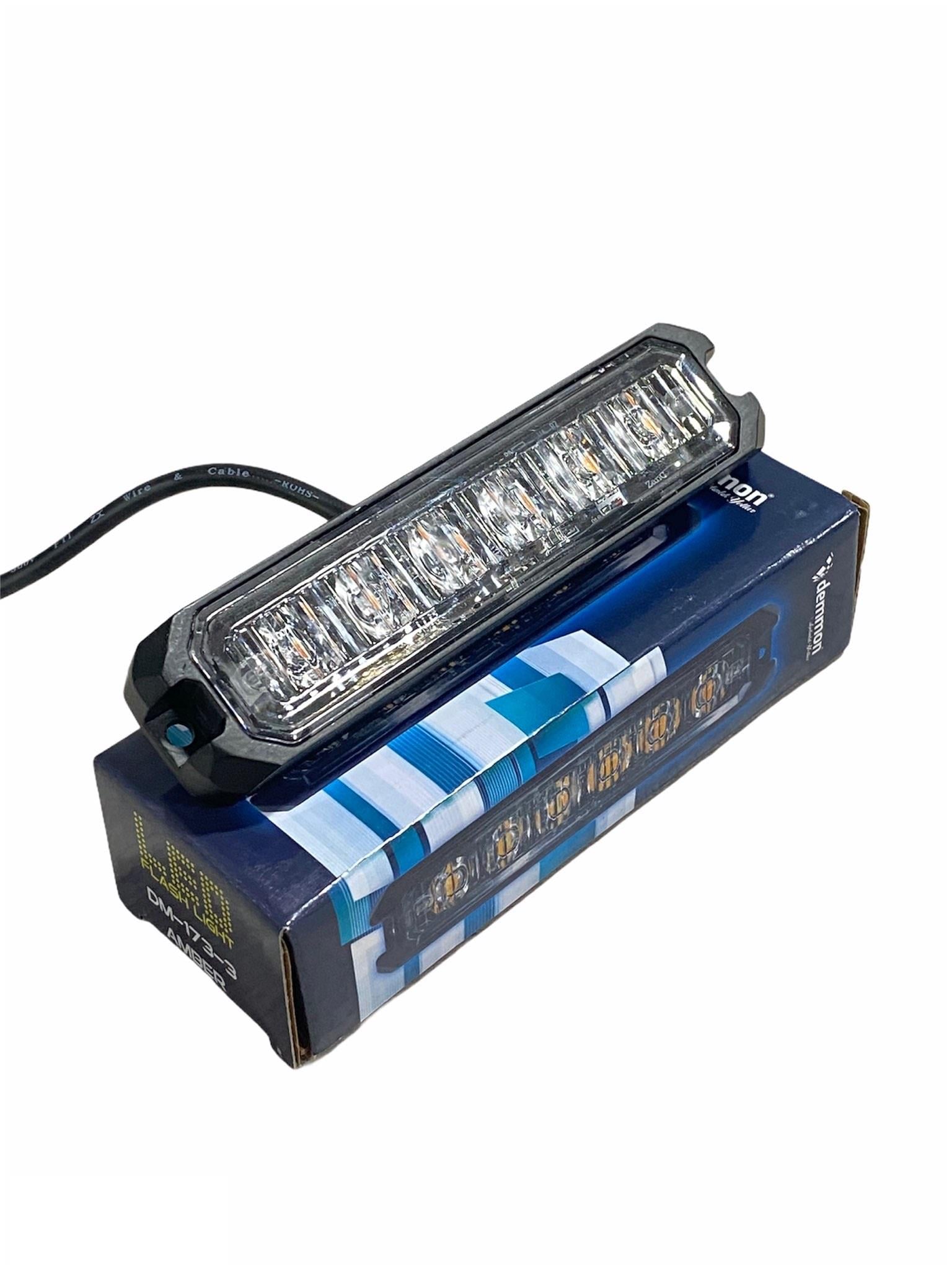 DEMMON 10V-30V ÇAKAR FLAŞ LAMBA 6 LEDLİ SARI 18 FONKSİYONLU (130*29*16 MM) E9